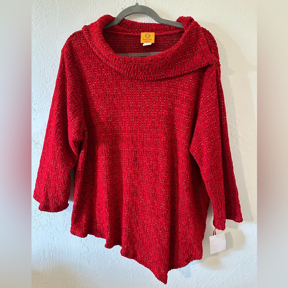 Ruby Rd 1x red sweater blouse